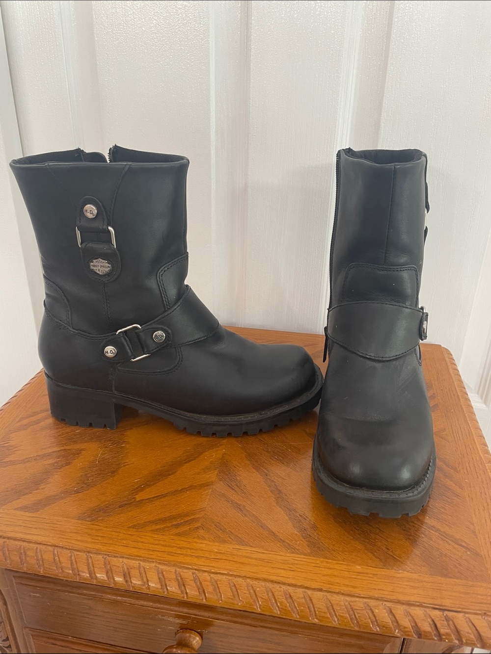 Harley-Davidson Women's Black Leather Harness Moto Boots
